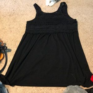 Black mini dress with knitted detail at bust
